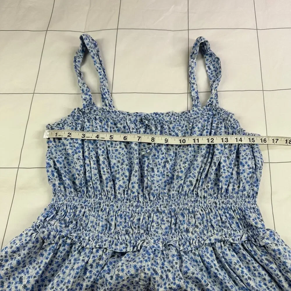 Gap Dress Womens Large Blue Floral Ditsy Sleeveless Cottage Prairie Milkmaid - Picture 8 of 11